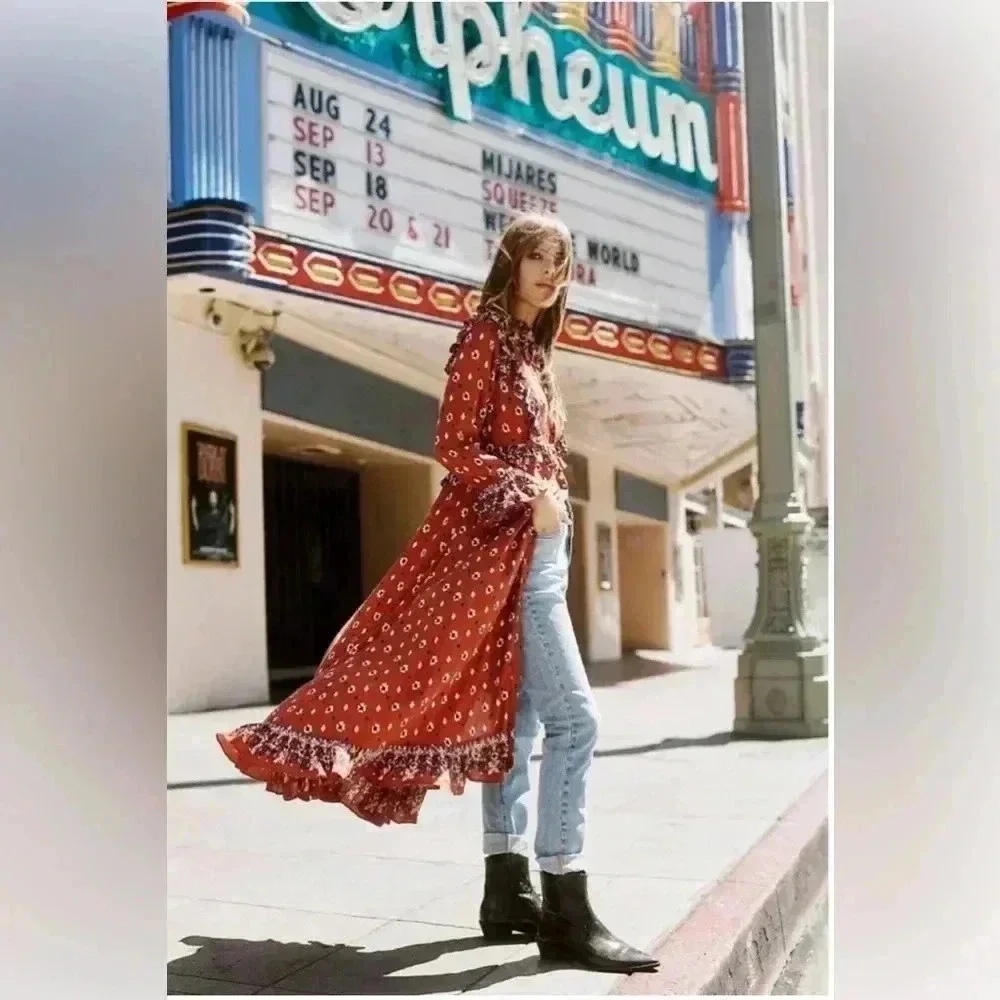 FREE PEOPLE CALICO SKIES MIDI DRESS
